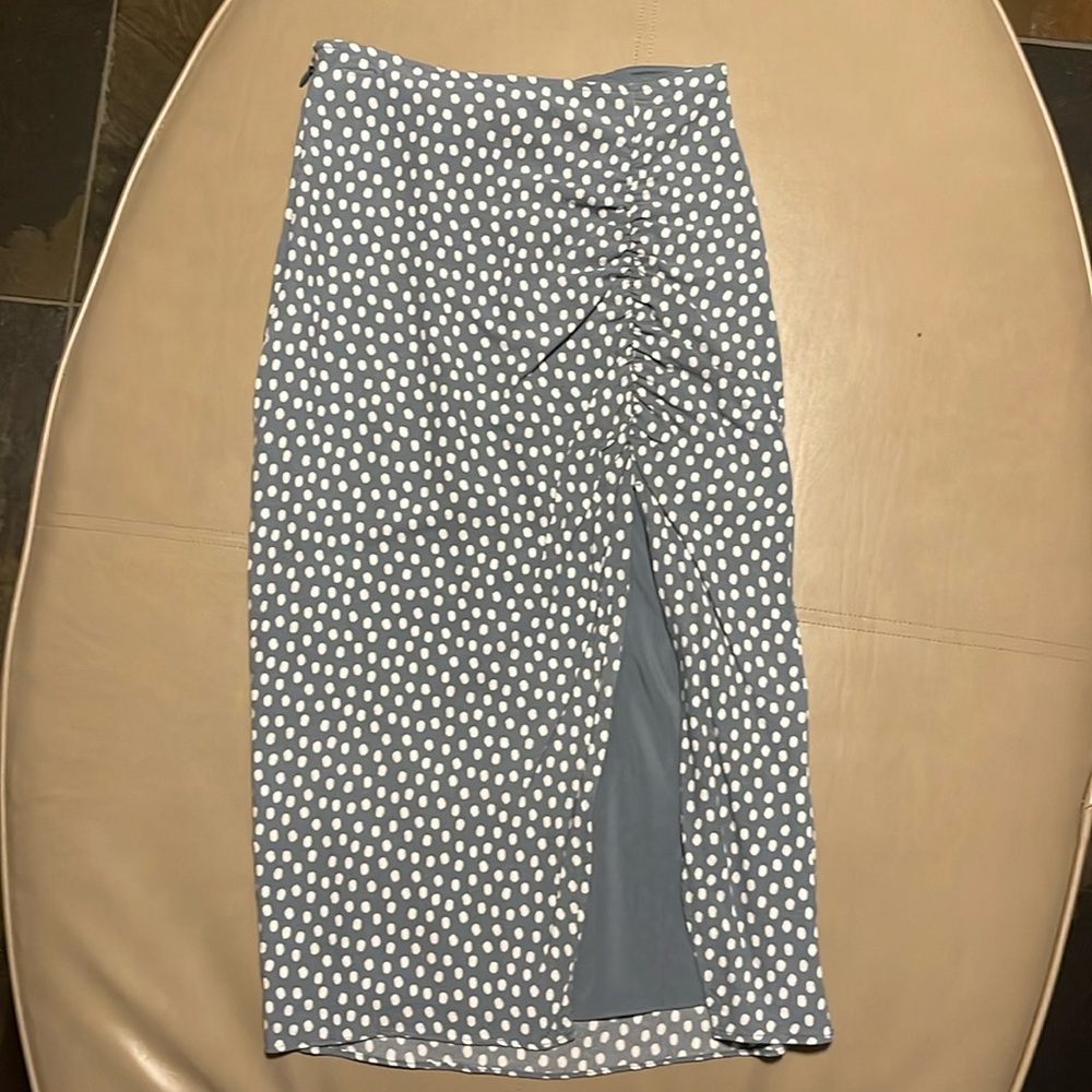 Abercrombie & Fitch Light Blue Polka Dot Maxi Skirt